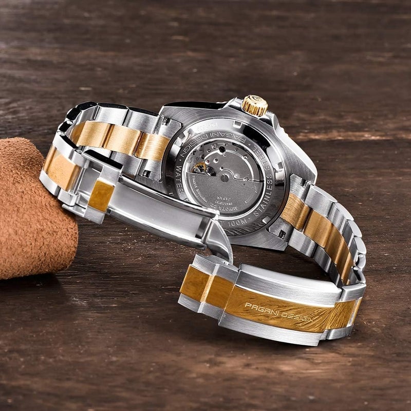 PAGANI DESIGN ساعة يد أوتوماتيكية ميكانيكية للرجال من باجاني ديزاين مع سوار من الفولاذ المقاوم للصدأ وإطار سيراميك - مقاومة للماء حتى 100 متر - Image 3